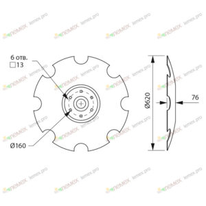 Диск зубчатый D620х6 (6 отв.) (Lemken Rubin) РЗЗ.00.01.612