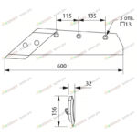 Лемех (S=12 мм) с долото ДЛ-702 Л (РЗЗ.760-01) левый