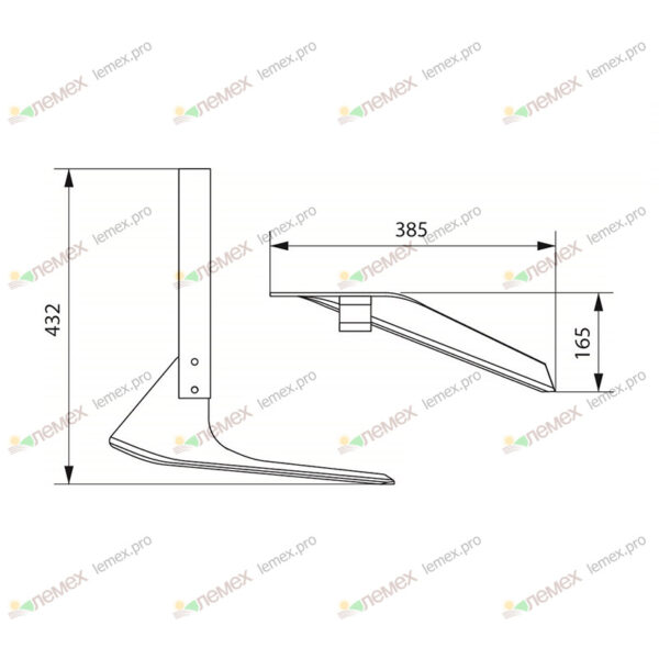 Лапа-бритва ЛС1.7 левая в сборе с изогнутой стойкой 9.4 (КРН)