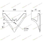 Лапа СКС (300 мм) стерневой сеялки (СЗС-2, СЗС-6/12)
