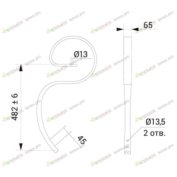 Стойка S-образная 65х12 (47.1454.001)