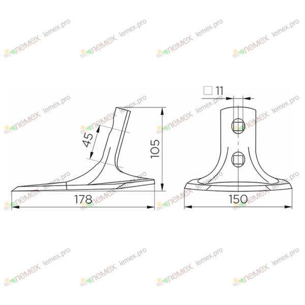 Лапа стрельчатая РЗЗ.00.01.610, 10-147-00.000 (КБМ)