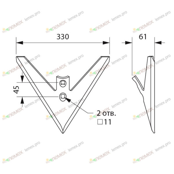 Лапа С5.23 (330мм) наплавленная, 6 мм (КСО, КПС) (РЗЗ)