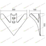 Лапа (260 мм, 6мм, сталь 65Г) наплавленная к S-образной стойке